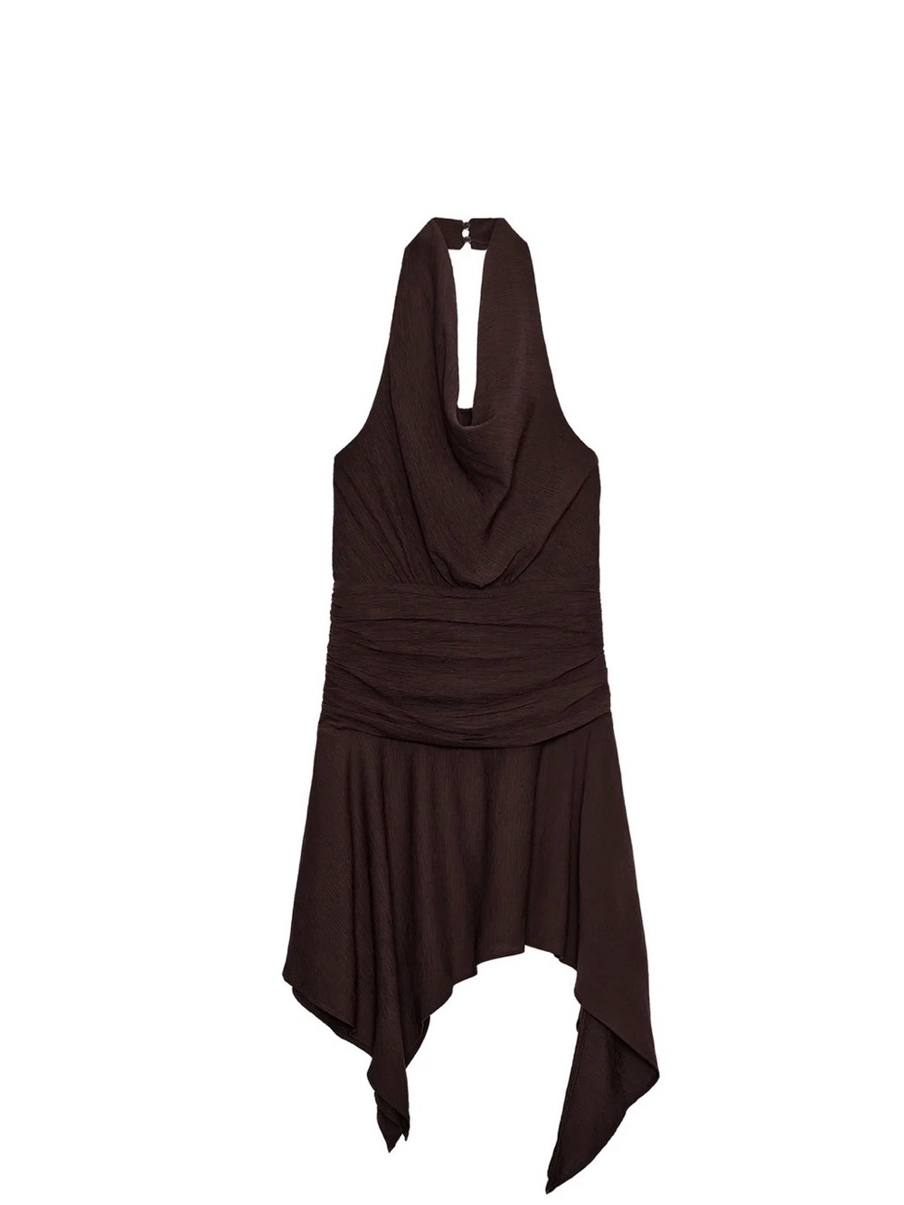 Brown Halter Handkerchief Hem Dress zara